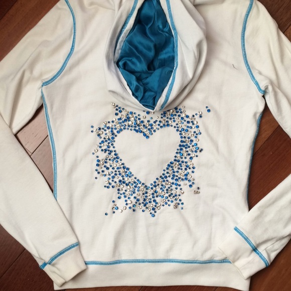 TWISTED HEART Tops - Twisted Heart Rhinestone Zip Up Hoodie